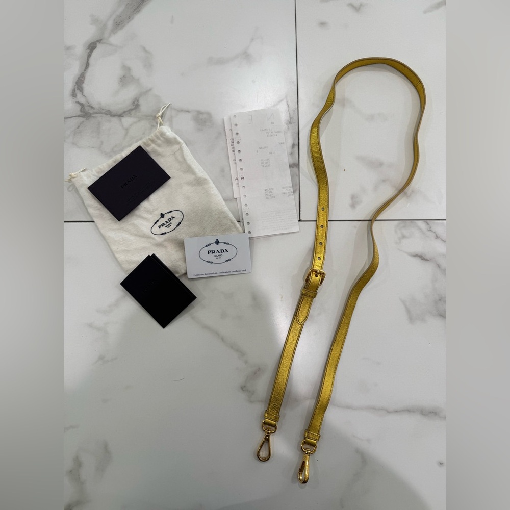 Brand New Prada Gold Leather Adjustable Shoulder Strap